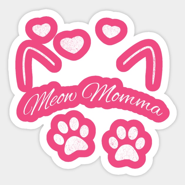 Meow Momma – Cute Cat Lover Design with Paws and Hearts Sticker by DonWillisJrArt